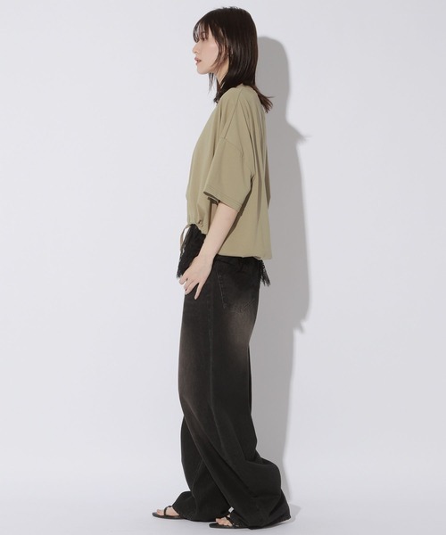 LAKOLE(ラコレ)の「<接触冷感>ドロストTEE / 1045292(Tシャツ/カットソー・レディース・ブラック/オフホワイト/サンドグレー/セージグリーン・FREE)」の12枚目の写真