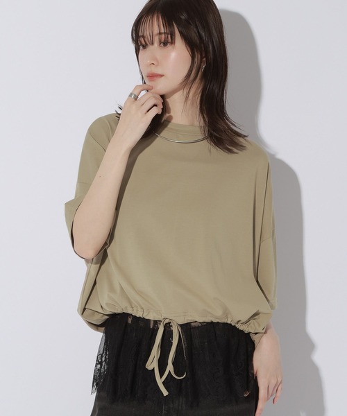 LAKOLE(ラコレ)の「<接触冷感>ドロストTEE / 1045292(Tシャツ/カットソー・レディース・ブラック/オフホワイト/サンドグレー/セージグリーン・FREE)」の14枚目の写真
