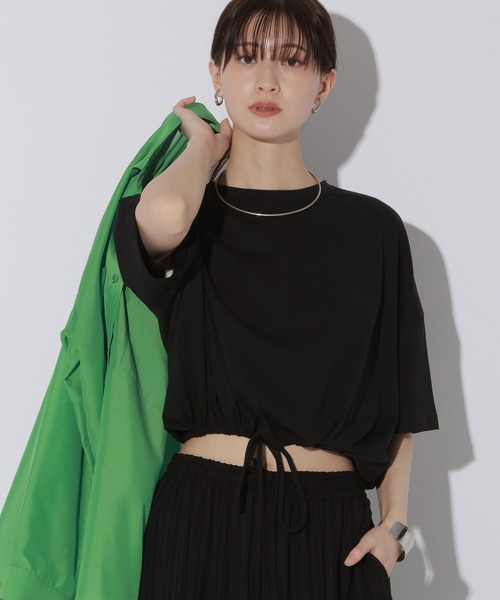 LAKOLE(ラコレ)の「<接触冷感>ドロストTEE / 1045292(Tシャツ/カットソー・レディース・ブラック/オフホワイト/サンドグレー/セージグリーン・FREE)」の18枚目の写真