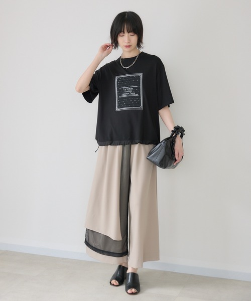 Paradise Picnic(パラダイスピクニック)の「メッシュ重ねアシメデザインパンツ(その他パンツ・レディース・チャコールグレー/ベージュ/ブラック・FREE)」の18枚目の写真