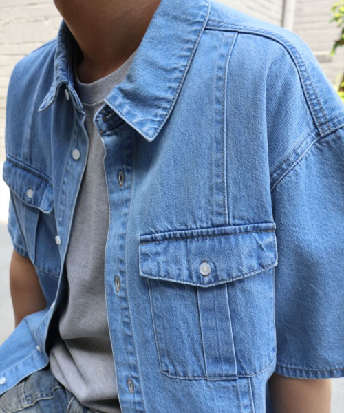 PLAC（プラック）の「ステッチポケットデニム半袖シャツミッドブルー（シャツ/ブラウス・メンズ・その他・MEDIUM/LARGE/X-LARGE）」の8枚目の写真