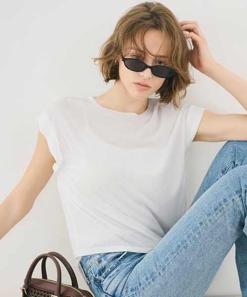 coca(coca)(コカ)の「シアージョーゼットフレンチスリーブTシャツ(Tシャツ/カットソー・レディース・ホワイト/ブラック・L/M/S)」の2枚目の写真