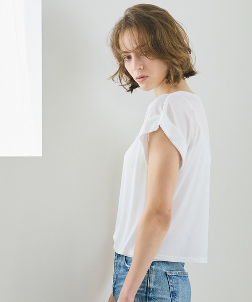 coca(coca)(コカ)の「シアージョーゼットフレンチスリーブTシャツ(Tシャツ/カットソー・レディース・ホワイト/ブラック・L/M/S)」の4枚目の写真