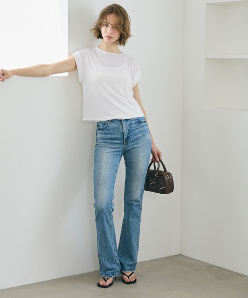 coca(coca)(コカ)の「シアージョーゼットフレンチスリーブTシャツ(Tシャツ/カットソー・レディース・ホワイト/ブラック・L/M/S)」の5枚目の写真