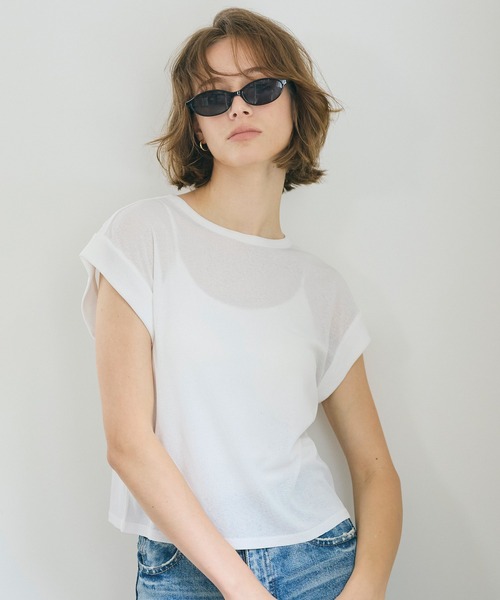 coca(coca)(コカ)の「シアージョーゼットフレンチスリーブTシャツ(Tシャツ/カットソー・レディース・ホワイト/ブラック・L/M/S)」の7枚目の写真