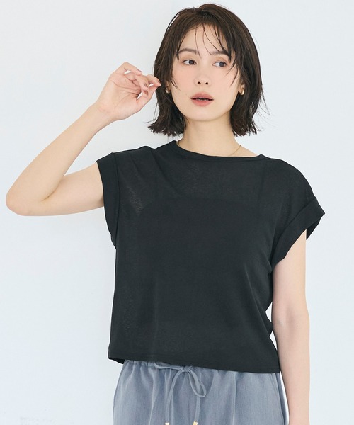 coca(coca)(コカ)の「シアージョーゼットフレンチスリーブTシャツ(Tシャツ/カットソー・レディース・ホワイト/ブラック・L/M/S)」の9枚目の写真