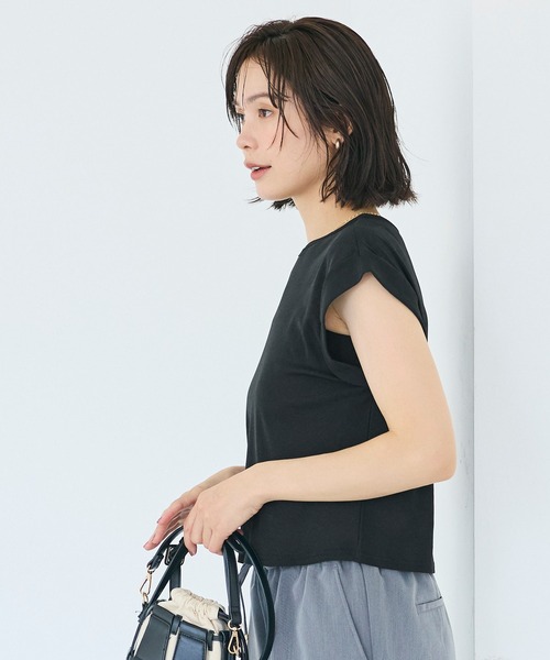 coca(coca)(コカ)の「シアージョーゼットフレンチスリーブTシャツ(Tシャツ/カットソー・レディース・ホワイト/ブラック・L/M/S)」の12枚目の写真