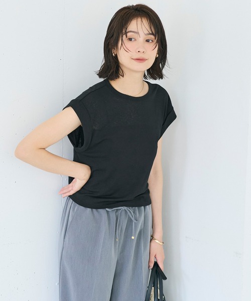 coca(coca)(コカ)の「シアージョーゼットフレンチスリーブTシャツ(Tシャツ/カットソー・レディース・ホワイト/ブラック・L/M/S)」の13枚目の写真