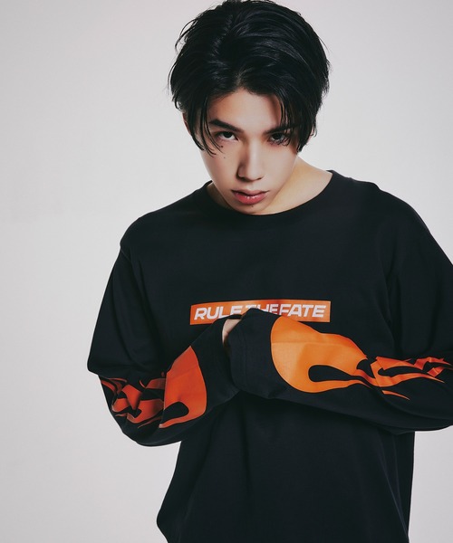 RULE THE FATE(ルールザフェイト)の「RTF FLAME LONG SLEEVE TEE/フレームロングスリーブティー(Tシャツ/カットソー・メンズ・ブラック/ベージュ・2/1)」の7枚目の写真