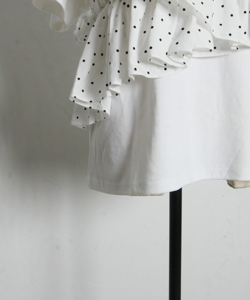 &. NOSTALGIA（アンドドットノスタルジア）の「ドットフリルTシャツ（Tシャツ/カットソー・レディース・ホワイト/ブラック・M）」の7枚目の写真