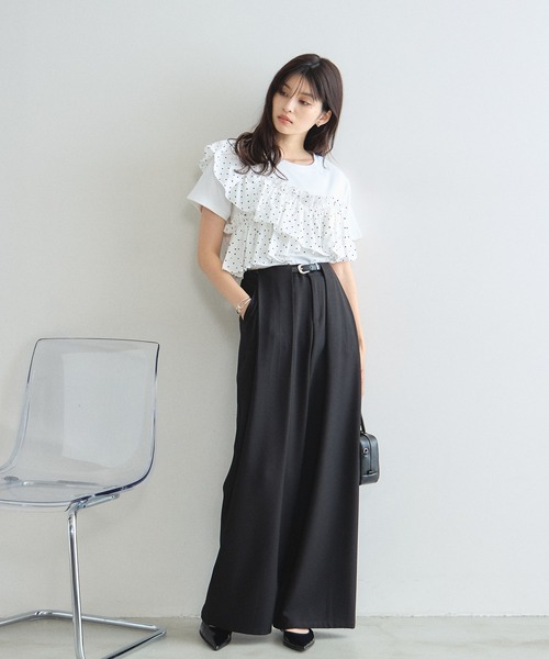 &. NOSTALGIA（アンドドットノスタルジア）の「ドットフリルTシャツ（Tシャツ/カットソー・レディース・ホワイト/ブラック・M）」の11枚目の写真