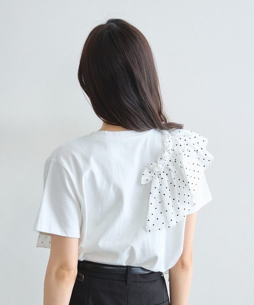 &. NOSTALGIA（アンドドットノスタルジア）の「ドットフリルTシャツ（Tシャツ/カットソー・レディース・ホワイト/ブラック・M）」の15枚目の写真