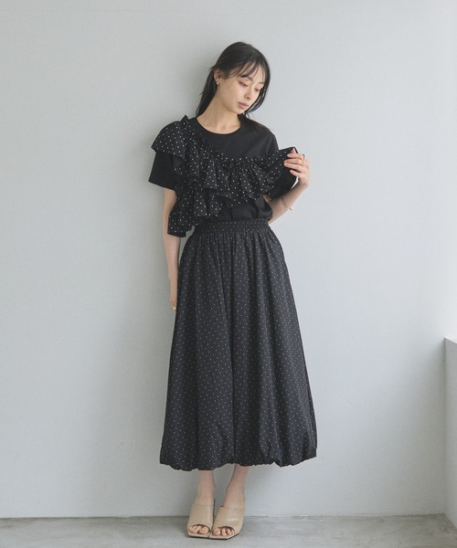&. NOSTALGIA（アンドドットノスタルジア）の「ドットフリルTシャツ（Tシャツ/カットソー・レディース・ホワイト/ブラック・M）」の18枚目の写真