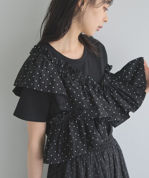 &. NOSTALGIA（アンドドットノスタルジア）の「ドットフリルTシャツ（Tシャツ/カットソー・レディース・ホワイト/ブラック・M）」の20枚目の写真