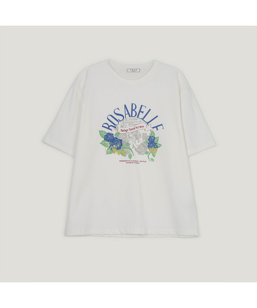 TWEE(トゥウィー)の「ロサベルプリンティングオーバーサイズ半袖Tシャツ(Tシャツ/カットソー・レディース・ライトグレー/ホワイト/エメラルドブルー・FREE)」の1枚目の写真