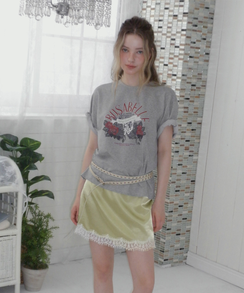 TWEE(トゥウィー)の「ロサベルプリンティングオーバーサイズ半袖Tシャツ(Tシャツ/カットソー・レディース・ライトグレー/ホワイト/エメラルドブルー・FREE)」の4枚目の写真