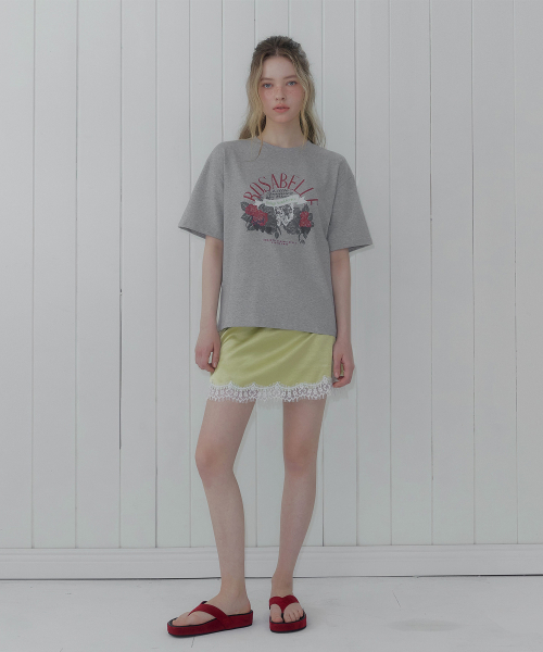 TWEE(トゥウィー)の「ロサベルプリンティングオーバーサイズ半袖Tシャツ(Tシャツ/カットソー・レディース・ライトグレー/ホワイト/エメラルドブルー・FREE)」の5枚目の写真