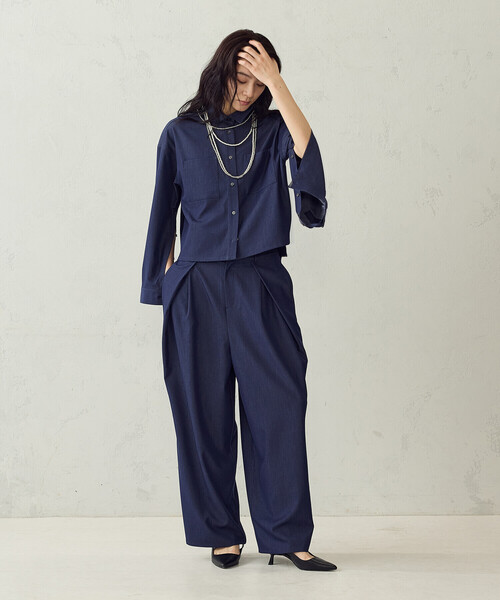 COMME CA ISM(コムサイズム)の「【セットアップ対応】タックワイドテーパードパンツ(その他パンツ・レディース・カーキ/ネイビー・LARGE/MEDIUM)」の11枚目の写真