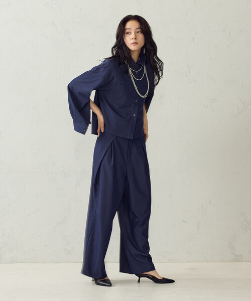 COMME CA ISM(コムサイズム)の「【セットアップ対応】タックワイドテーパードパンツ(その他パンツ・レディース・カーキ/ネイビー・LARGE/MEDIUM)」の12枚目の写真