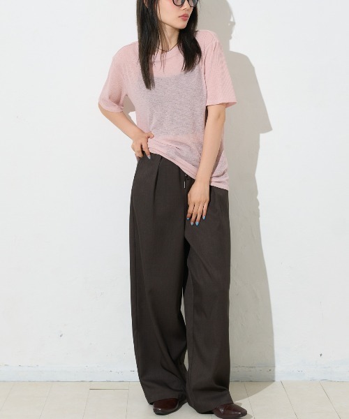 TRIANGLE PALETTE(トライアングルパレット)の「シアーリブ半袖Tシャツ(Tシャツ/カットソー・レディース・ピンク/ホワイト/ブラック・FREE)」の20枚目の写真