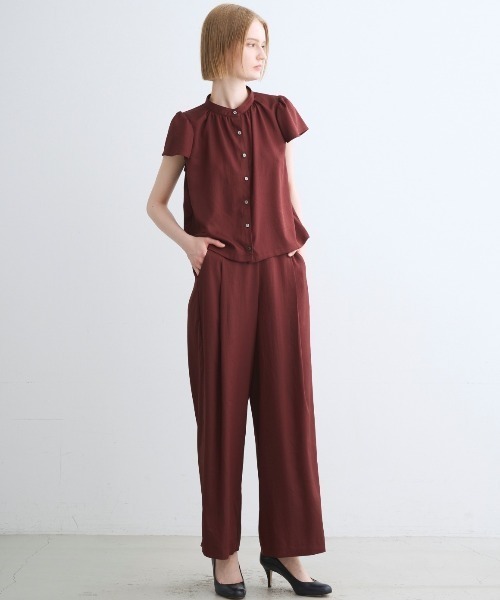 three dots（スリードッツ）の「シルキーツイル パンツ（その他パンツ・レディース・ボルドー・MEDIUM/SMALL）」の3枚目の写真