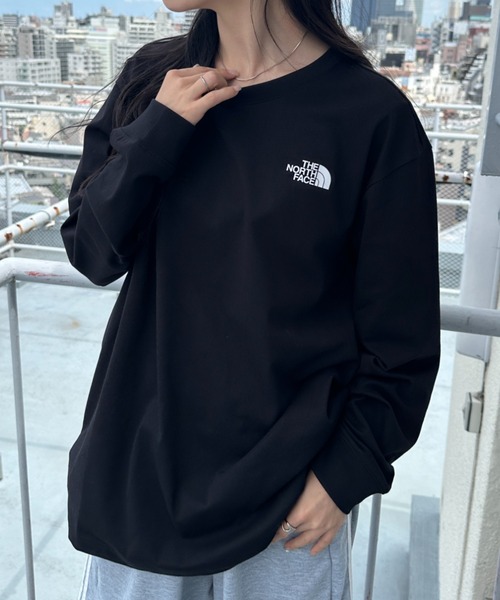 THE NORTH FACE(ザノースフェイス)の「THE NORTH FACE(ザ・ノースフェイス)/ワンポイント ロゴプリント クルーネック 長袖 無地 ロンT /M'S EVERLITTE L/S TEE(Tシャツ/カットソー・レディース・ブラック/ホワイト・L/XL/M)」の1枚目の写真