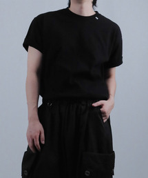 JUSTHANG（ジャストハング）の「セミオーバーフィットプレミアムネックJHロゴブラック半袖（Tシャツ/カットソー）」