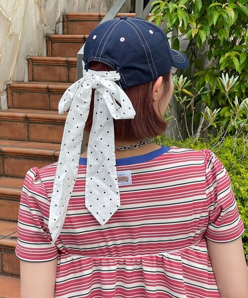 HELLO.SANFRANCISCO(ハローサンフランシスコ)の「【HELLO.SANFRANCISCO/ハローサンフランシスコ】スパンコールロゴリボンキャップ(キャップ・レディース・ピンク/ネイビー/イエロー・ONE SIZE)」の6枚目の写真
