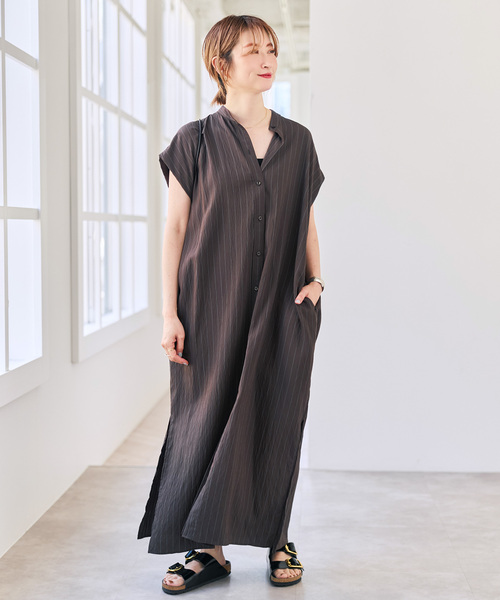 Spick & Span(スピックアンドスパン)の「《別注カラー有り》MARSALAストライプシャツワンピース(ワンピース・レディース・ネイビー/ブラウン・38/36)」の10枚目の写真