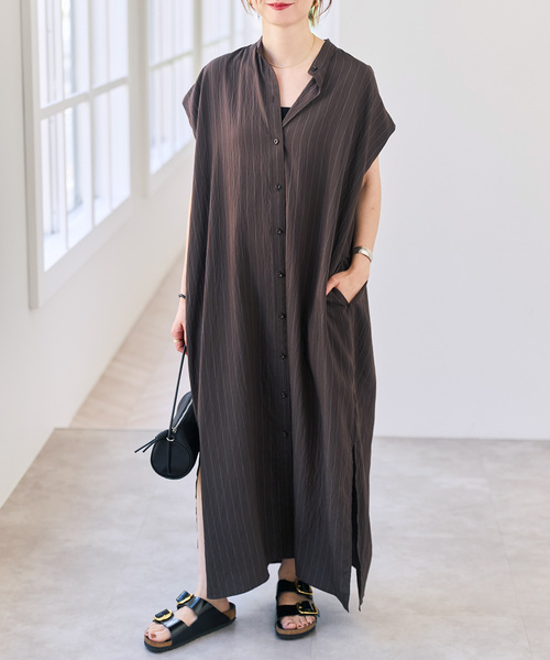 Spick & Span(スピックアンドスパン)の「《別注カラー有り》MARSALAストライプシャツワンピース(ワンピース・レディース・ネイビー/ブラウン・38/36)」の12枚目の写真