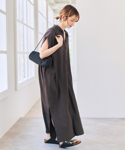 Spick & Span(スピックアンドスパン)の「《別注カラー有り》MARSALAストライプシャツワンピース(ワンピース・レディース・ネイビー/ブラウン・38/36)」の13枚目の写真
