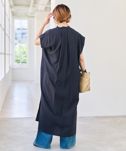 Spick & Span(スピックアンドスパン)の「《別注カラー有り》MARSALAストライプシャツワンピース(ワンピース・レディース・ネイビー/ブラウン・38/36)」の19枚目の写真