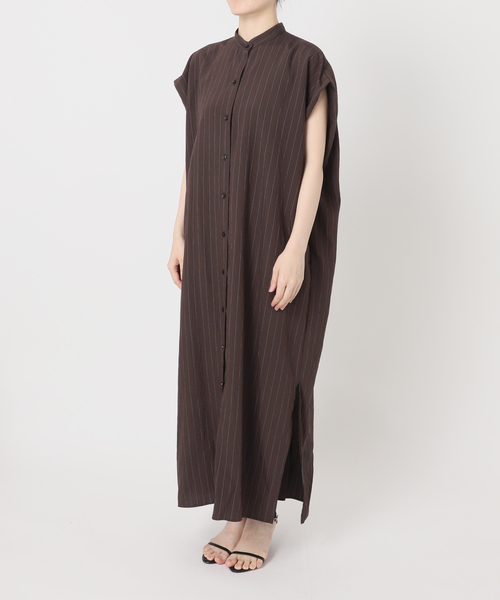 Spick & Span(スピックアンドスパン)の「《別注カラー有り》MARSALAストライプシャツワンピース(ワンピース・レディース・ネイビー/ブラウン・38/36)」の9枚目の写真