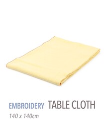TOMORROWLAND HOME（トゥモローランドホーム）の「プレーンリネン テーブルクロス エンブロイダリー（140cm X 140cm）（キッチンツール）」