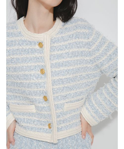 FURFUR(ファーファー)の「ファンシーツイードカーディガン(カーディガン/ボレロ・レディース・ライトブルー/ブラック/アイボリー・F)」の8枚目の写真
