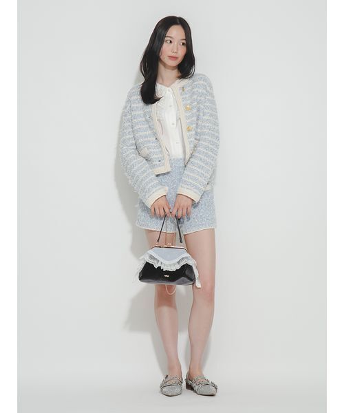 FURFUR(ファーファー)の「ファンシーツイードカーディガン(カーディガン/ボレロ・レディース・ライトブルー/ブラック/アイボリー・F)」の10枚目の写真