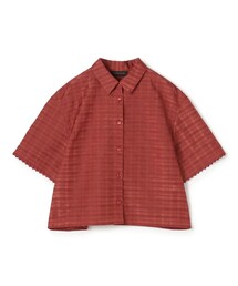 シアーチェック ハーフスリーブボクシーシャツ