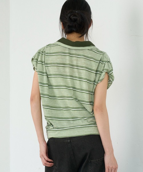 RAY CASSIN(レイカズン)の「ボーダーフレンチニット(Tシャツ/カットソー・レディース・グリーン系その他2/ブラウン系その他2/ネイビー・FREE)」の11枚目の写真