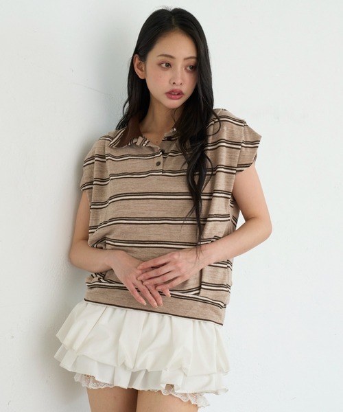 RAY CASSIN(レイカズン)の「ボーダーフレンチニット(Tシャツ/カットソー・レディース・グリーン系その他2/ブラウン系その他2/ネイビー・FREE)」の17枚目の写真