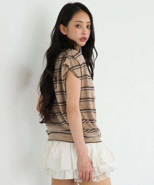 RAY CASSIN(レイカズン)の「ボーダーフレンチニット(Tシャツ/カットソー・レディース・グリーン系その他2/ブラウン系その他2/ネイビー・FREE)」の20枚目の写真