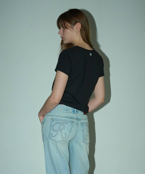 REEMNIK（リームニック）の「MUTE BLANK SHORT-SLEEVED T-SHIRT [BLACK]（Tシャツ/カットソー・レディース・ブラック・SMALL/MEDIUM）」の4枚目の写真