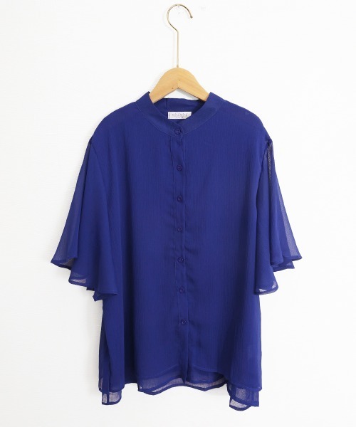 Miniministore(ミニミニストア)の「シアーシャツブラウス バンドカラー韓国風(シャツ/ブラウス・レディース・ブラック/ホワイト/ロイヤルブルー・FREE)」の20枚目の写真
