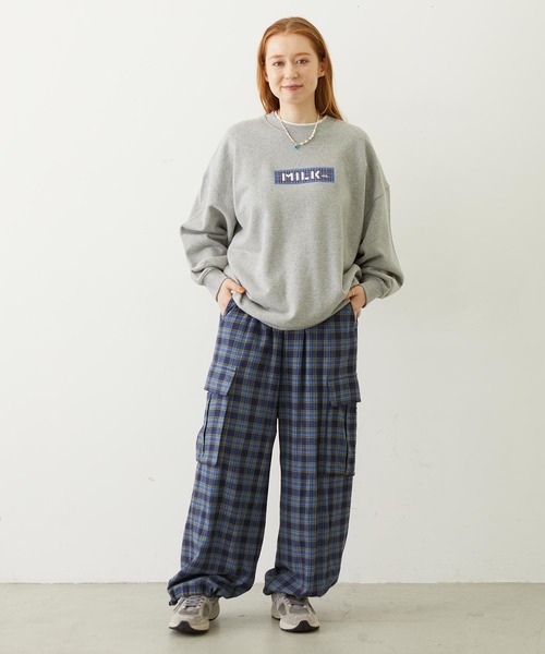 MILKFED.(ミルクフェド)の「CHECKED CARGO PANTS(カーゴパンツ・レディース・ライトパープル/ブルー/ベージュ・S/M)」の22枚目の写真