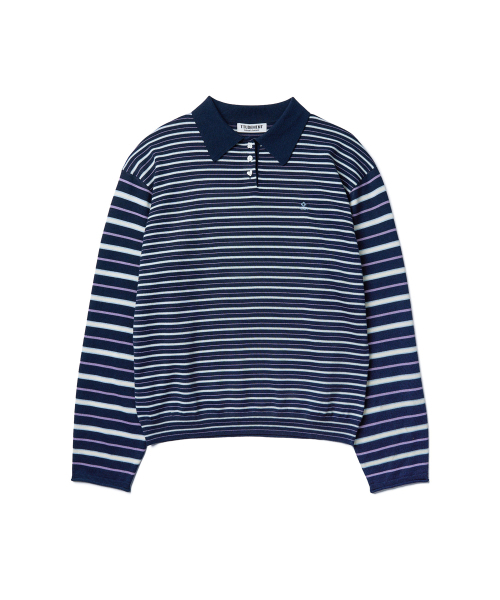 TTUDEMENT(トュードメント)の「STRIPE LONG SLEEVE POLO KNIT_NAVY(ニット/セーター・レディース・その他・FREE)」の4枚目の写真