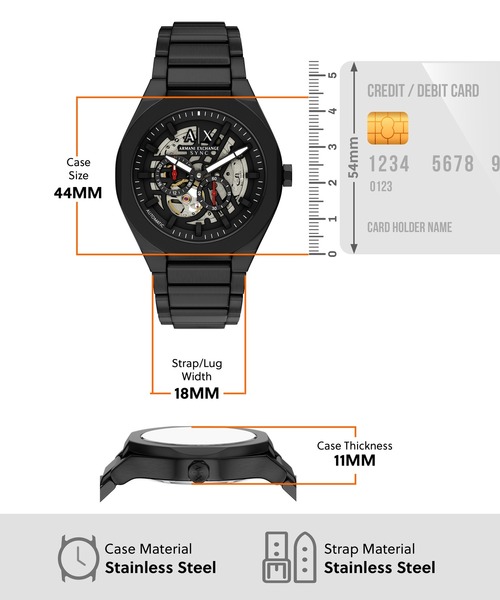 ARMANI EXCHANGE(アルマーニエクスチェンジ)の「アルマーニ・エクスチェンジ 腕時計 メンズ アナログ ステンレス AX4304(アナログ腕時計・メンズ・ブラック・FREE)」の11枚目の写真