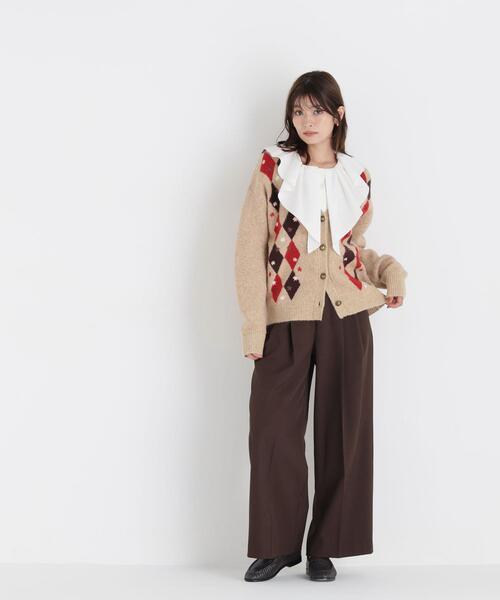 NATURAL BEAUTY BASIC(ナチュラルビューティーベーシック)の「アーガイルカーディガン(カーディガン/ボレロ・レディース・ブラウン系その他/ベージュ系その他・FREE)」の3枚目の写真