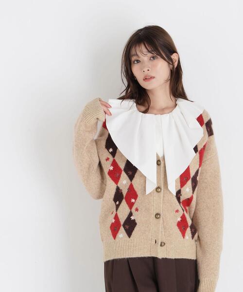 NATURAL BEAUTY BASIC(ナチュラルビューティーベーシック)の「アーガイルカーディガン(カーディガン/ボレロ・レディース・ブラウン系その他/ベージュ系その他・FREE)」の6枚目の写真