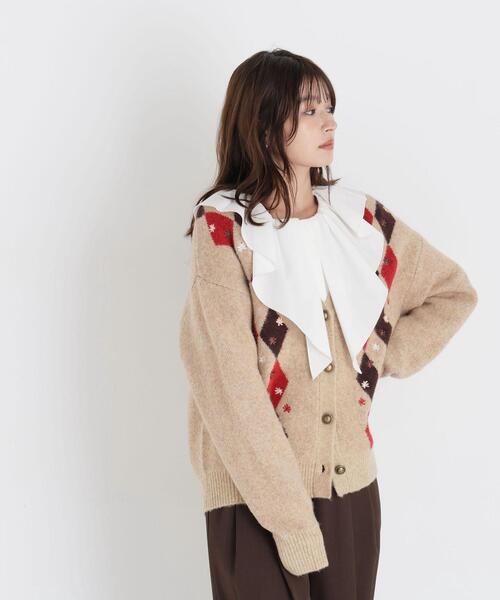 NATURAL BEAUTY BASIC(ナチュラルビューティーベーシック)の「アーガイルカーディガン(カーディガン/ボレロ・レディース・ブラウン系その他/ベージュ系その他・FREE)」の8枚目の写真