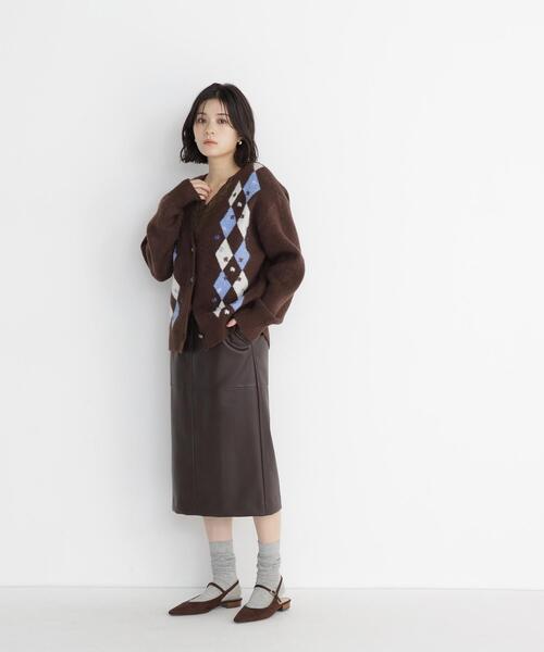 NATURAL BEAUTY BASIC(ナチュラルビューティーベーシック)の「アーガイルカーディガン(カーディガン/ボレロ・レディース・ブラウン系その他/ベージュ系その他・FREE)」の16枚目の写真