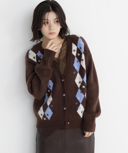 NATURAL BEAUTY BASIC(ナチュラルビューティーベーシック)の「アーガイルカーディガン(カーディガン/ボレロ・レディース・ブラウン系その他/ベージュ系その他・FREE)」の21枚目の写真